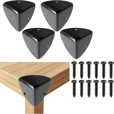 Tischkantenschoner, rostfreie Metalleckenschützer, stoßfester Schutz und Dekoration für scharfe Tische und Möbel, 4 Stück, Schwarz