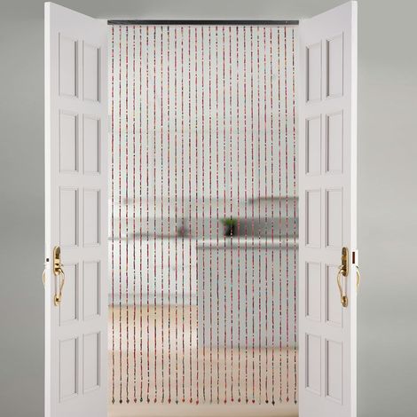 Rideaux perlés en bois de bambou faits à la main - 27 rideaux à franges colorés pour porches, chambres à coucher et cloisons de salon (90 175 27, coloré) (1/5)