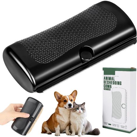 Hunde- und Katzenpflegebürste – 1 Stück – Edelstahl – Entfernt abgestorbene Haare und Unterwolle – Für kurz- und langhaarige Haustiere – Ergonomischer Griff (1/5)