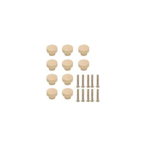 10 pomos redondos de madera estilo vintage para cajones, puertas de armarios de cocina, armarios, muebles, tornillos, 35 mm (35 mm) - Crezuo