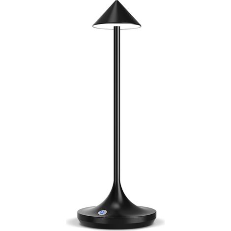 ZOLGINAH Lámpara de Mesa LED Recargable Inalámbrica, Luz de Escritorio Elegante y Simple de 6000 mAh, 3 Temperaturas de Color, Regulable, para Mesita de Noche, Restaurante, Terraza - Negro (1/5)