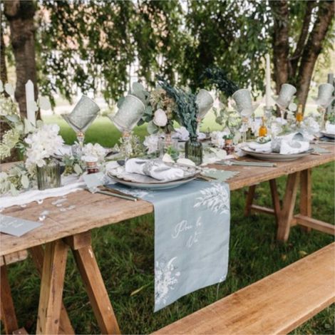 CHEMIN DE TABLE TISSU AMOUR ÉTERNEL 28CMX5M VERT (1/4)
