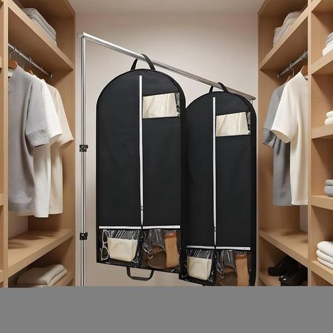 Bolsas para ropa de 2 piezas,bolsas para guardar trajes,organizador de ropa,Funda grande de tela con bolsillos,organización para camisas (1/5)