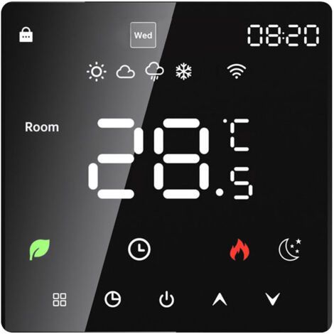 Thermostat intelligent avec écran LCD et fonction programmable hebdomadaire pour chauffe-eau électrique