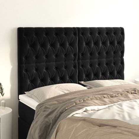 Tête de lit Noir 160x7x118/128 cm Velours (1/5)