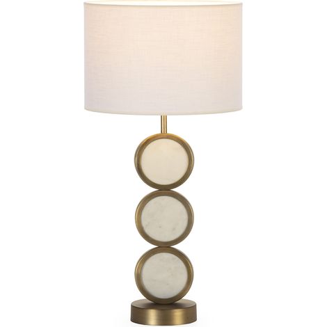Lampe de Table sans Paravent 13x13x43 Marbre Blanc/Métal Doré (1/3)