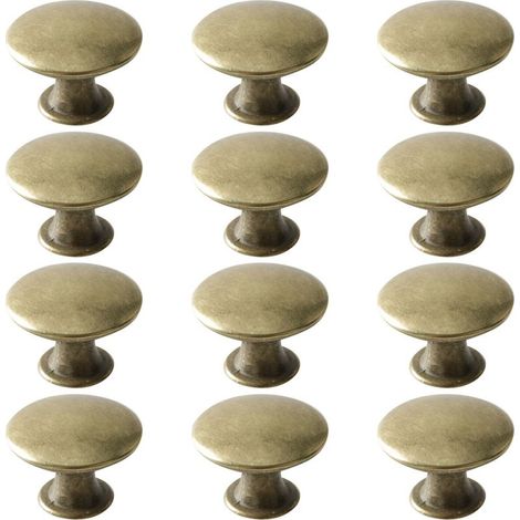 12 Boutons de Tiroir Vintage, Laiton Rond Poignée de Meuble Ancien, Metal Boutons de Placard Cuisine Salle de Bain, 30x21mm (1/5)