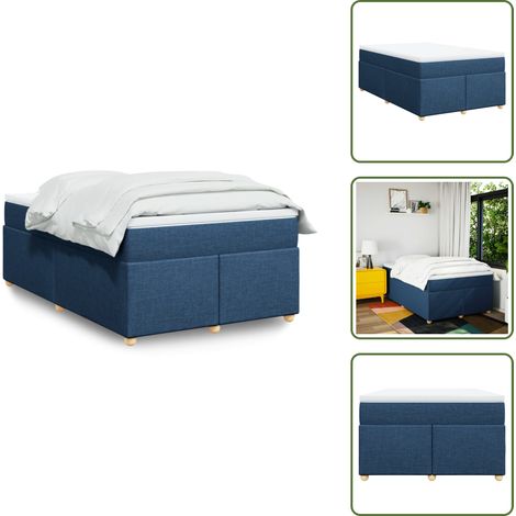vidaXL Sommier à lattes de lit avec matelas Bleu 120x200 cm Tissu