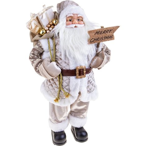Babbo Natale con sacco e doni, color champagne da 60 cm (1/5)