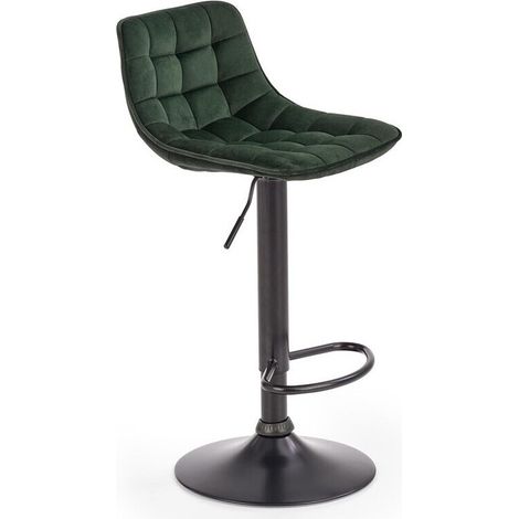 Silla de barra Houston 964, Verde oscuro, 84x43x44cm, Tapiz, Metálico