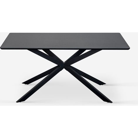 Tavolo con gambe incrociate di design 160x90 in legno e metallo Shaila - Nero (1/5)