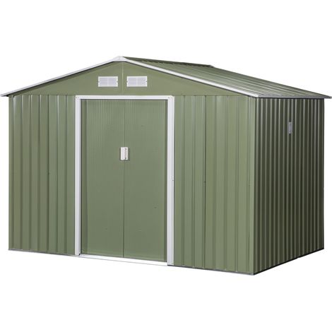 Outsunny Capanno Attrezzi in Acciaio con Porte Scorrevoli