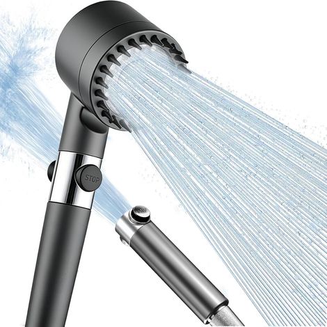 Pommeau Douche Main Filtré - 5 Filtres - Haute Pression - 4 Modes Pulvérisation - Interrupteur ON/OFF (1/5)