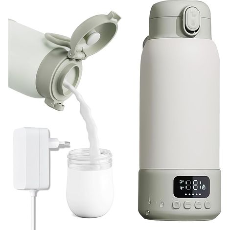 Scalda biberon portatile, 500 ml, riscaldamento rapido da 35 a 70 °C per latte materno e acqua, controllo preciso della temperatura per viaggi, auto e attività all'aperto (1/5)