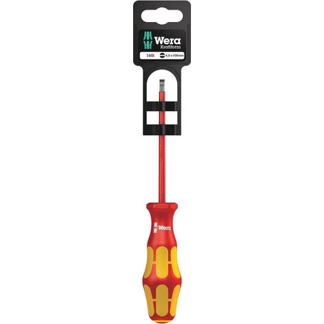 Tournevis isolé pour vis à fente, 0,8 x 4,0 x 100 mm, Rouge