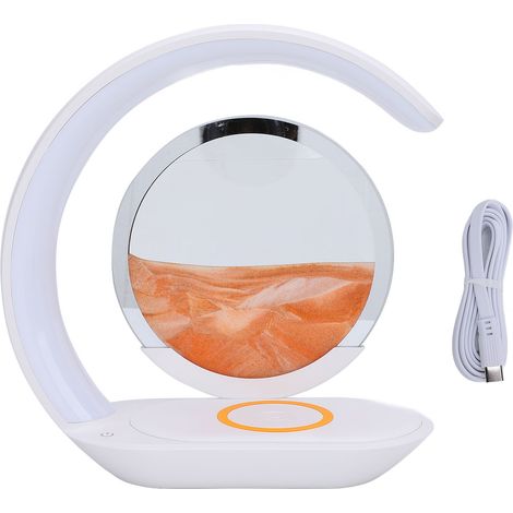 Tableau de sable animé à côté d'une lampe tactile, veilleuse en peinture de sable, décoration intérieure orange (1/5)