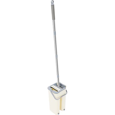 Mocio piatto, design ergonomico, panni riutilizzabili, beige (1/2)