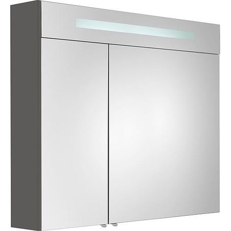 Armoire à glace avec Cache en verre graphite mat 2 portes 900x740x160 mm