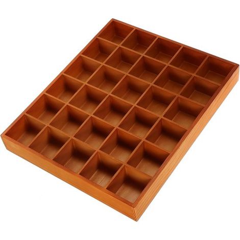 Bandeja organizadora de madera con 30 compartimentos para calcetines, maquillaje y joyas. (1/5)