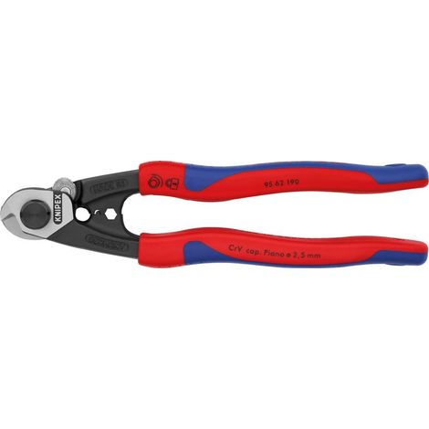 KNIPEX 95 62 190 Drahtseilschere geschmiedet mit Mehrko.-Hülle 190 mm