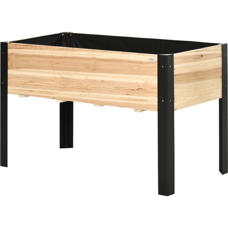 Jardinière surélevée bois massif acier 120x60x74cm