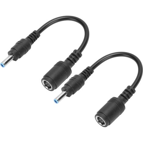 Schwarzer Adapter (2er-Pack) von Buchse auf Stecker für HP/Dell, gerade auf abgewinkelt, 7,4 x 5,0 mm auf 4,5 x 3,0 mm (1/5)