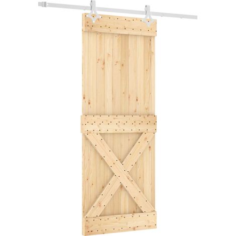 Schiebetür Natürlich und Weiß 80 x 210 cm Massivkiefer vidaXL