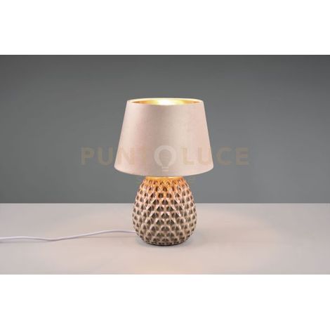 ARIANA LAMPADA DA TAVOLO CERAMICA CON PARALUME EFFETTO VELLUTO SABBIA H. 35CM 1 LUCE ATTACCO E27 (1/2)