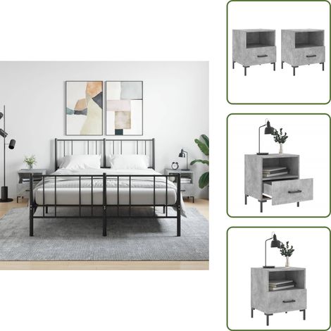 Nachttische 2 Stk. Betongrau 40x35x47,5 cm Holzwerkstoff - Beton Tisch - Nachttisch Grau - Wohnzimmer Möbel - Holzwerkstoff Möbel - Kommode
