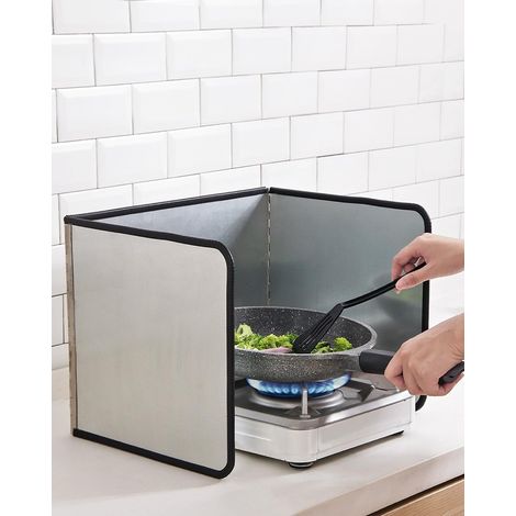 Tapa plegable de cuatro lados a prueba de salpicaduras para placa de cocción, utensilio de cocina fácil de limpiar, para cocinas y fogones, 38,5 x 29 x 30 cm (1/4)