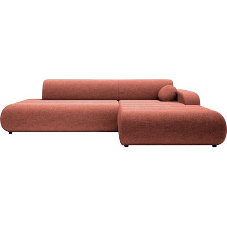 BORDILLA - Canapé d'angle convertible tissu chenille 4 places Terracotta Droit (1/5)