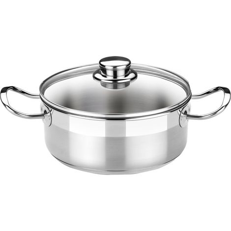 Cazuela BRA Profesional 26cm Acero Inoxidable 18/10 con Tapa de Cristal (1/2)