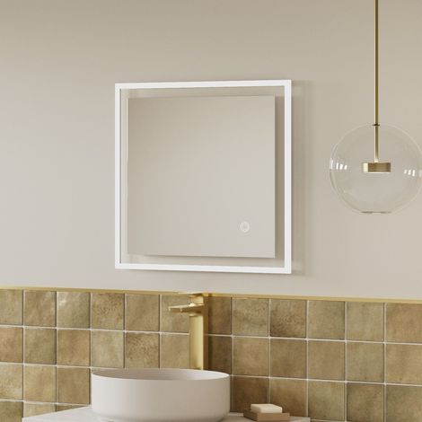 Signature Leonardo Square Back-Lit LED Bathroom Mirror with Demister Pad 500mm H x 500mm W