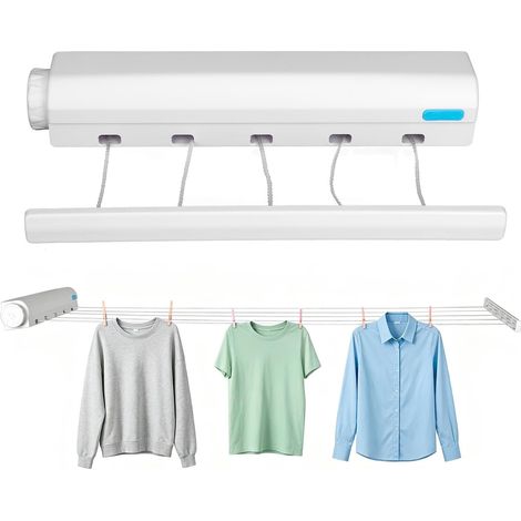 Corde a Linge Retractable étendage à Linge Mural avec 5 Fils de 3,75 mètres (1/5)