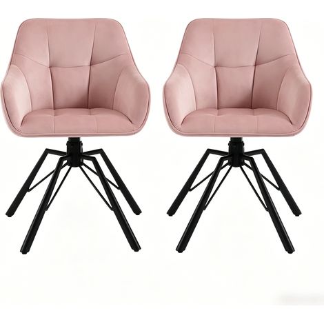 CHICFURN Sedia da pranzo girevole 57 x 54 x 82,5 cm in velluto rosa, set da 2 (1/5)
