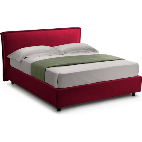 Letto Matrimoniale Brolo, Letto Matrimoniale Sfoderabile, Contenitore Made in Italy, Dimensione Materasso 160x190 cm, Rosso