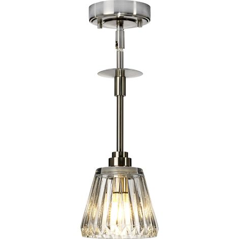 Elstead Agatha - 1 Licht Deckenpendelleuchte Nickel gebürstet IP44, G9