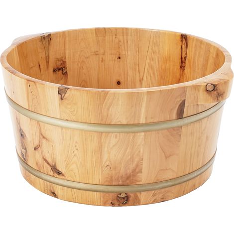 Seau de Bain de Pieds, Bois de Cyprès, Diamètre 36,5 cm, Hauteur 18 cm, Forme Ronde Élégante, Poids Net 2,38 kg (1/5)