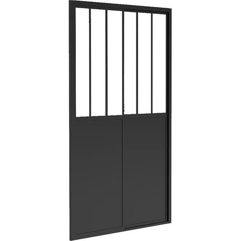 Porta per doccia scorrevole Nero opaco stile atelier 140 x 195 cm - URBANIK (1/5)