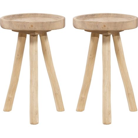 Tavolini da giardino in Teak D. 30 cm Naturale chiaro  - Lotto di 2 - TULUM di MYLIA