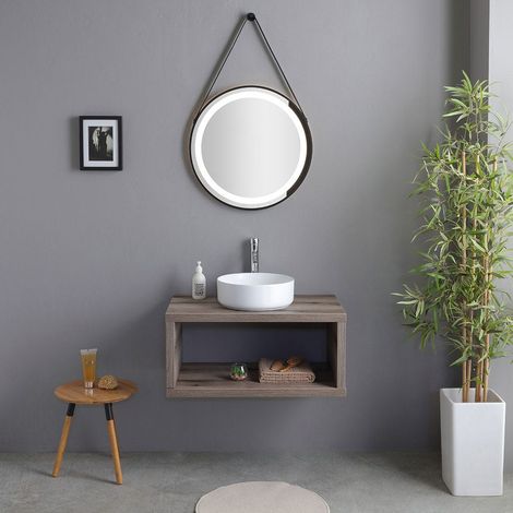 Mobile Bagno Sospeso 80Cm Con Lavabo Tondo Bianco Kyoto (1/5)