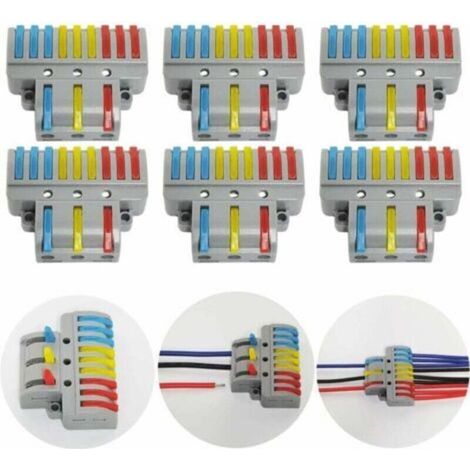 ZVD-Electrical Connector, 6 Pcs 3 in 9 out Compact Conductor Connector, Cable Terminal Block Quick Spring Connector, With Mounting Screws (1/4)