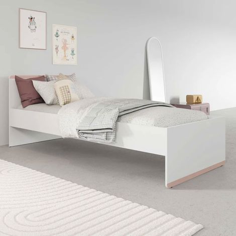 Lit enfant 90x190/200 rose et blanc mat - FLIPSO