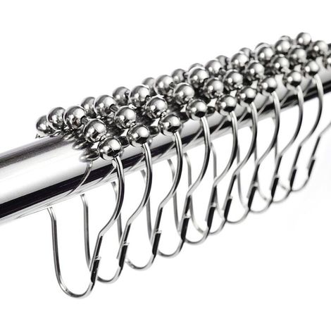 Set di 48 anelli per tenda da doccia in acciaio inox con sistema scorrevole, 70x40 mm (1/4)