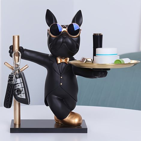 Moderne Bulldoggen-Skulptur aus Kunstharz mit Staufach – dekorative Hundefigur – Sparschwein, Schlüsselhalter und Leckerli-Organizer für den Eingangsbereich – Dekoration für Wohnzimmer, Bar, Café (1/5)