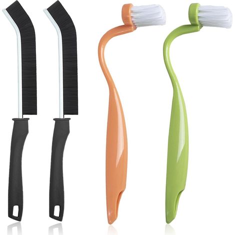 Brosse de Nettoyage de WC Coudée, Petite Brosse Toilette Arquée 2 Brosses de Bord de Toilette avec 2 Brosses Nettoyage Fente Brosse de Bord de Toilette à Poils Souples pour Salle Bain d'angle Fente (1/5)