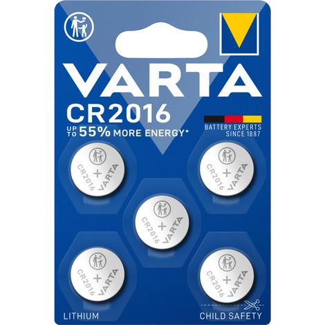 Varta CR 2016 Batterie a bottone al litio per telecomando orologio 3V 5 pezzi (1/3)