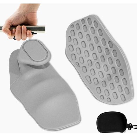 2 pièces d'équipement de force de préhension, gants de fitness gris sans doigts, antidérapants, pour hommes et femmes, pour l'haltérophilie, poignées de haltères en caoutchouc pour la salle de sport (1/5)