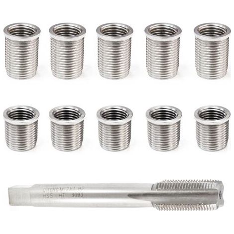 Outil de réparation de filetage de bougie d'allumage M10x1.0 et M12x1.0 – Kit 11 pièces en acier inoxydable – Pour moteurs à essence et diesel (1/5)