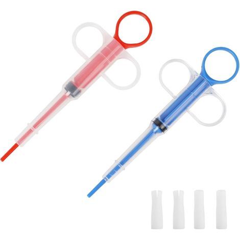 Dispensador de pastillas para gatos (2 unidades), jeringa para pastillas de mascotas, dispensador de medicamentos para mascotas, con 4 puntas suaves, reutilizable, para gatos y perros. (1/5)